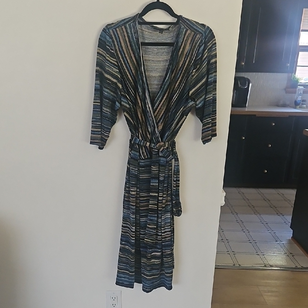 Lane Bryant Blue Multicolor Long Sleeve Dress